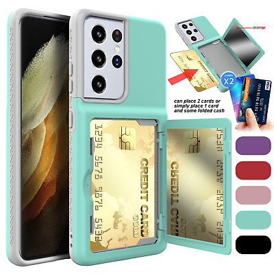 #ad For Samsung Galaxy S23 S22 Ultra S21 Shockproof Card Mirror Hard PC Case Cover $7.88