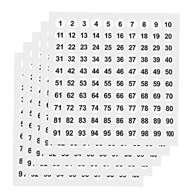 #ad 5 Sheets 1 to 100 Number Stickers 0.4inch Self Adhesive Stickers Round Number... $8.71