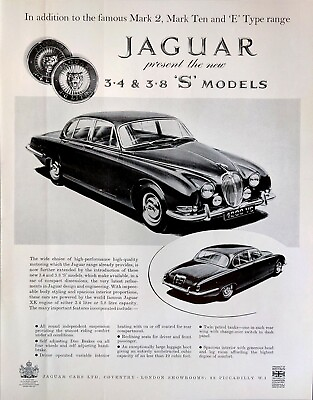 #ad 1963 JAGUAR Design Engineering quot;Squot; Model High Performance Compact Size Print Ad $11.99