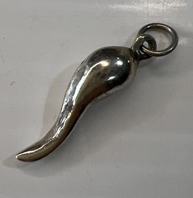 #ad 925 Sterling Silver Retro Charm Pendant Italian Horn Italy Luck $22.50