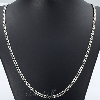 #ad 3MM 26inch Mens Chain Curb Link Silver Tone Stainless Steel Necklace Wholesale $8.99