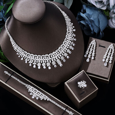 #ad Cubic Zirconia Bridal Jewelry Set Fashion Jewelry Set Wedding Party Accessories $82.70