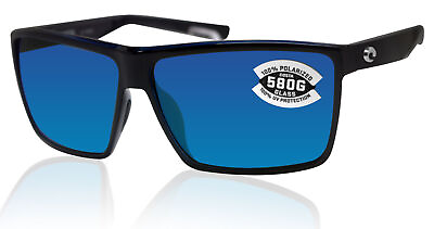 Costa Del Mar Rincon Shiny Black Blue Mirror 580G Polarized 63 mm Sunglasses $173.59