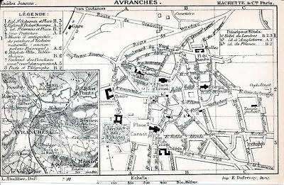 #ad 50 Avranches 1901 pt. plan ville guide 2 p. Place Littré Collège Ursulines EUR 3.99