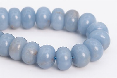 #ad 9x5MM Genuine Natural Blue Angelite Beads Grade A Rondelle Loose Beads $12.96