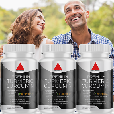#ad Turmeric Curcumin BioPerine Black Pepper 95% Curcuminoids Joint Support 3 Pack $15.26