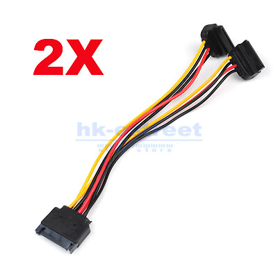 #ad 2X SATA Power 15 pin Y Splitter Cable Adapter Male to Female for HDD Hard Drive $6.99
