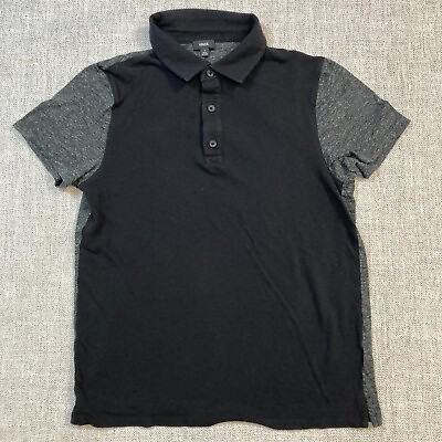 #ad Vince Mens Collar Polo Shirt in Black amp; Gray Size Small Cotton amp; Modal $9.99