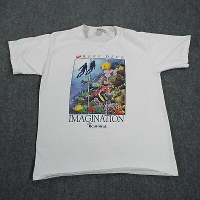 #ad Vintage Carnival Imagination Cruise Ship Shirt Adult Large White Logo Single $24.99