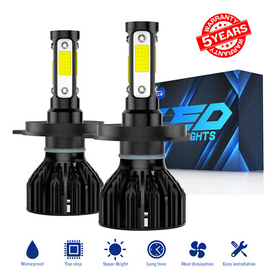 #ad H4 9003 4side LED Headlights Bulbs Conversion Kit High Low Beam 60W 6000K White $26.99