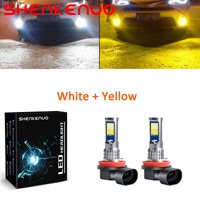 #ad H8 H11 H16 LED Fog Light 2x Bulb White Golden Yellow Dual Color Driving DRL Lamp $10.99