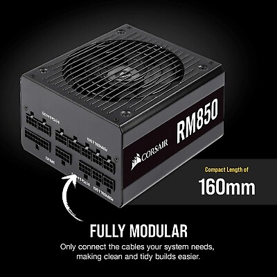 #ad Corsair RM850 850W 80 PLUS Gold Certified Fully Modular Power Supply Unit ... $109.99