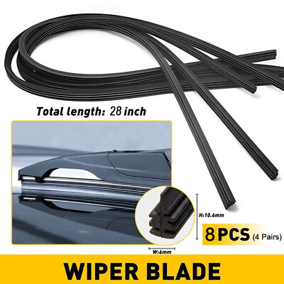 #ad 8 x pcs Universal 28quot; Car Bus Silicone Frameless Windshield Wiper Blade Refills $6.99