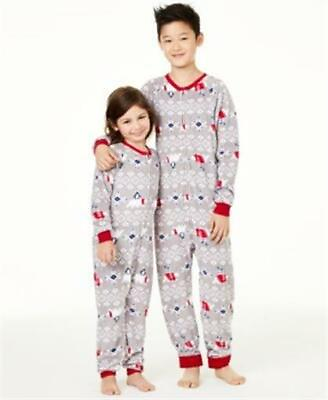 #ad Family Pajamas Kids 4 5 Polar Bear Grey Fleece Pajamas XS Unisex $7.99