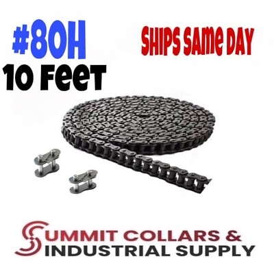 #ad #80H Heavy Duty Roller Chain x 10 feet 2 Connecting Links Same Day Shipping $57.75