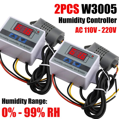 #ad 2PCS AC110V 220V Digital Humidity Controller Incubator Hygrometer Switch Tester $16.99