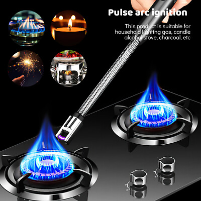 #ad Electric Lighter USB Rechargeable Dual Arc Flameless Windproof Electric Plasma $8.99