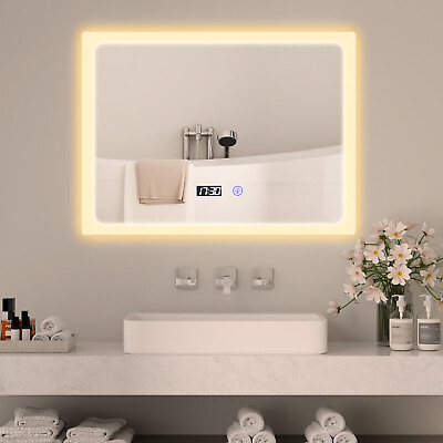 #ad ELECWISH Bathroom Mirror LED Lighted Wall Mounted Vanity Mirror with Anti Fog $101.99