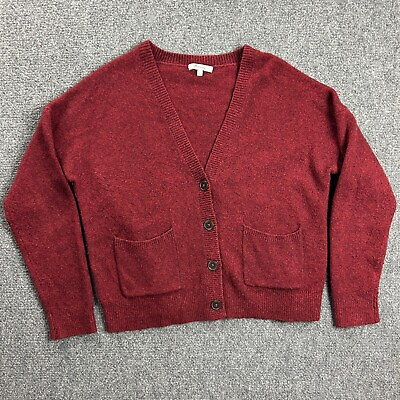 #ad Madewell Cardigan Womens Small Red V Neck Sweater Knit Adults $19.99