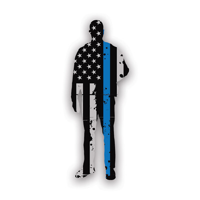 #ad Tattered Thin Blue Line American Flag Police Sticker DecalWeatherproof $4.99