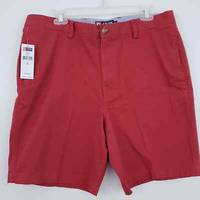 #ad NEW Chaps Chino Shorts Red Flat Front Men Sz 36 Summer Cottton Shorts $26.99