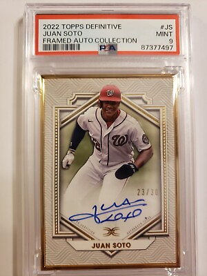 #ad 2022 Topps Juan Soto Definitive Collection Gold Framed Auto #23 30 PSA 9 MINT $299.00