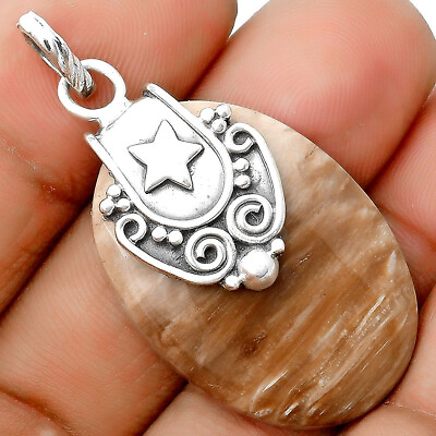 #ad Star Natural Petrified Wood 925 Sterling Silver Pendant Jewelry P 1313 $11.49