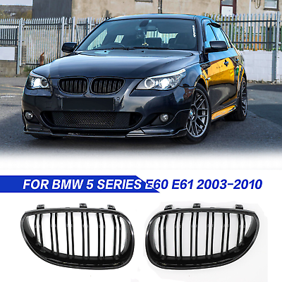 #ad Front Kidney Grill Grille For E60 E61 BMW 5 Series 2003 2010 525i M5 Gloss Black $32.99