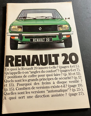 #ad 1977 Renault 20 Vintage 31 Page Automotive Dealer Sales Brochure FRENCH $9.27
