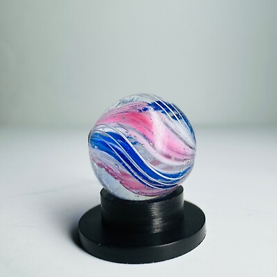 #ad 33 64 .51quot; Antique German Marble Pink Blue Peppermint Swirl Banded Latticino $15.95