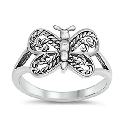 #ad 925 Sterling Silver Butterfly Fashion Baby Ring New Size 1 9 $13.52