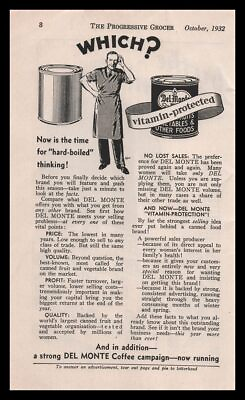 #ad 1932 Del Monte quot;Vitamin Protectionquot; Canned Vegetables And Fruit Vintage Print Ad $9.95