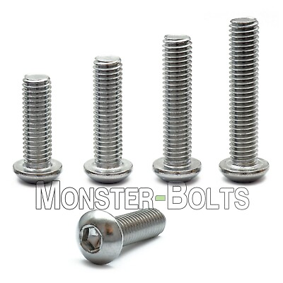 #ad M3 Stainless Steel Button Head Socket Cap Screws A2 Metric ISO 7380 0.50 Coarse $6.56