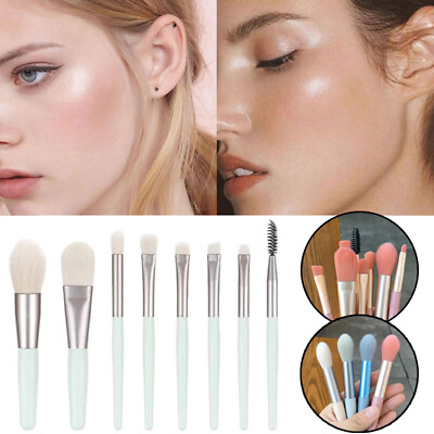 #ad 8PCS Makeup Brushes Cosmetic Eyebrow Blush Foundation Powder Kit Set Beauty Tool C $3.58