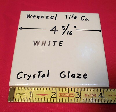 #ad 1 pc. White: Crystal Glaze: Ceramic Tile by Wenczel Co. 4 5 16quot; made 1970#x27;s 80 $8.55