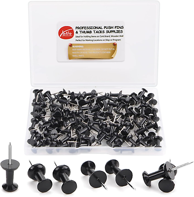 #ad Push Pins Black Thumb Tacks Standard Dark Pushpins Steel Point and Plastic $11.08