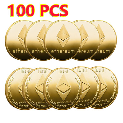 #ad 100PCS Novelty Commemorative Coin Medal Crypto Ethereum Coin Collectible ETH $132.99