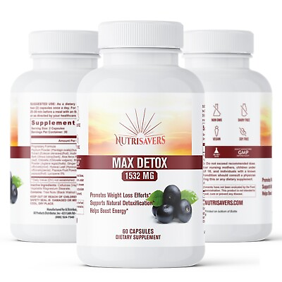 #ad Max Detox 100% Natural Pure Herbal Vitamin Supplement 60 Cap Pack of 3 $27.99