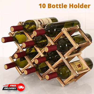 #ad Wine Rack Table Wine Racks Countertop Wooden Wine 10 Bottle Holder Shelf Cabinet $19.79