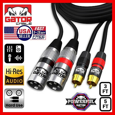 #ad Dual XLR 3 Pin Male to Dual RCA Male Patch Cable Splitter Shielded Audio Plug $8.99