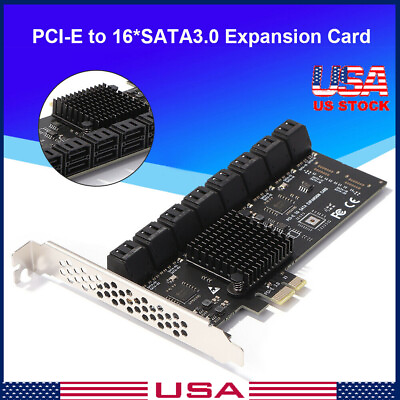 #ad SA3116J PCIE Adapter 16 Port PCI Express X1 to SATA3.0 Controller Expansion Card $34.86
