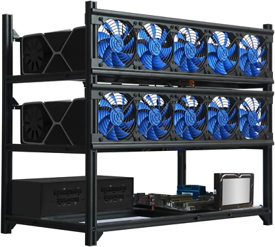 #ad #ad Miner Rig Case Aluminum W 6 8 or 12 GPU Mining Stackable Frame Expert Crypt $148.99