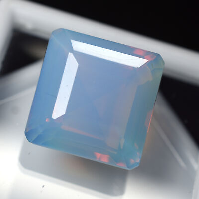 #ad Ethiopian Natural Opal Sky Blue 24.35 Ct Square Cut CERTIFIED Rare Gemstone $14.13