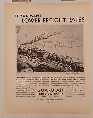 #ad Guardian Trust Company 1930 11x14 Magazine Ad railroad illustration $10.00