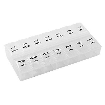 #ad Large Pill Organizer Weekly Pill Box AM PM 7 Day Pill Storage Container $6.80