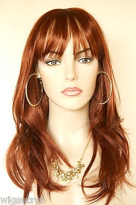 #ad Fox Red Clear Cool Vivid Red Red Long Skin Top Straight Wigs $55.64