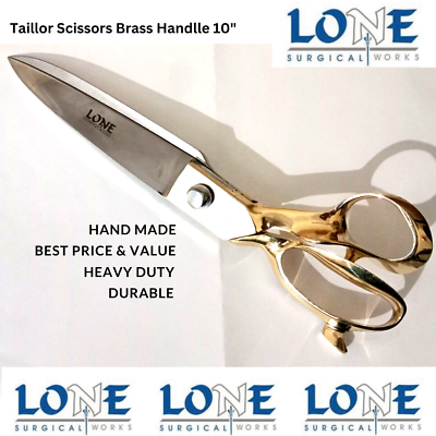#ad New Quality Tailor Upholstery Scissors 10quot; Brass Handle Vintage Shear HEAVY DUTY $32.17