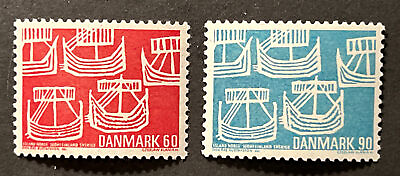 #ad Travelstamps: DENMARK Stamps Scott #454 455 Ancient Ships Mint MNH OG $3.99