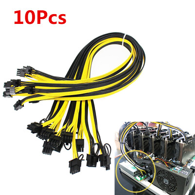 10pcs lot 20cm 6 Pin to 8Pin 62Pin PCI E PCIE Cable Mining Adapter 18AWG Cord $18.80