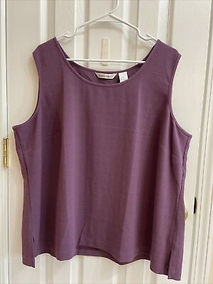 #ad Draper’samp;Damon’s solid purple sleeveless blouse sz2X side slits $9.60